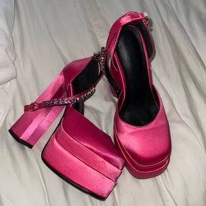 ASOS DESIGN Pluto platform heeled shoes in magenta